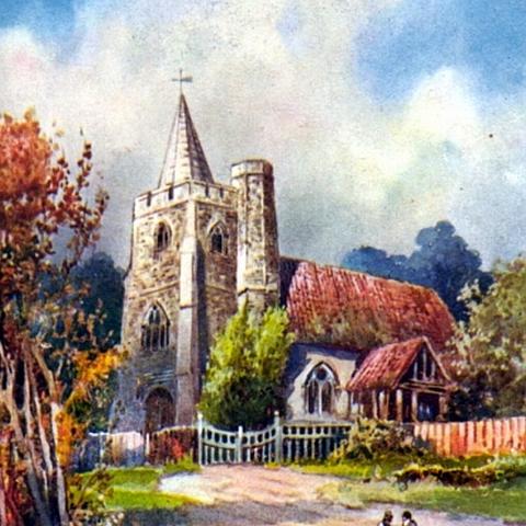 Saint James Church, Stansteadbury. A "Raphael Tuck & sons" postcard. Part of the "Oilette" series. Postal date August 1906.