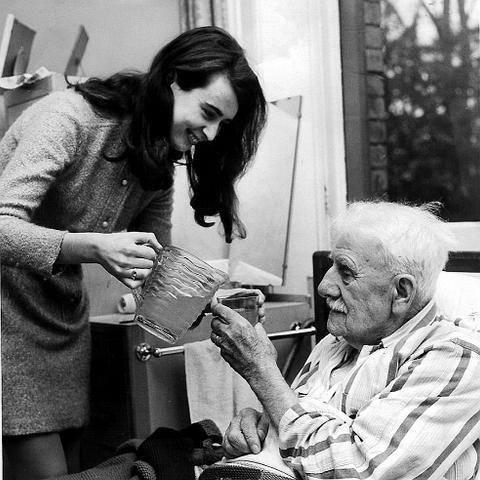 Netherfield House, 1966. Miss Marlene Finney tending to 98 year old John Bunyon. Copyright Marlene Harris. I would like to express my thanks to Mrs Harris for the use of these photos.