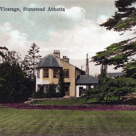 The Vicarage, Stanstead Abbotts. Now Thele House thanks to the Council messing around and taking it over. Originally in Vicarage Road but now known as Roydon Road. Postcard details not marked.