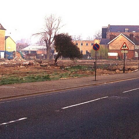 Roydon Road Stanstead Abbotts. The site was cleared to make way for the new houses and used to be farm land. Photo around 1980.